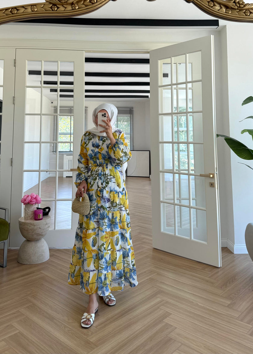 Lemon Yellow Voile Chiffon Maxi Dress