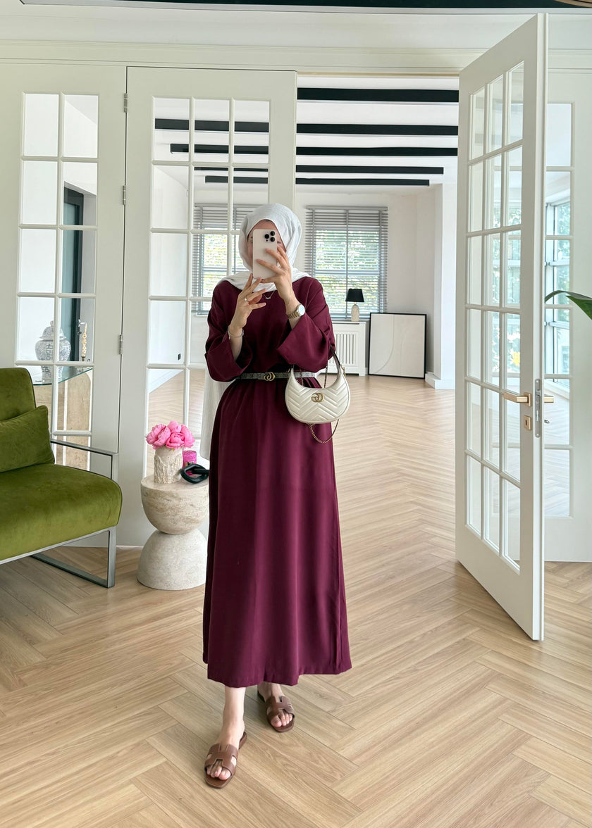 Tencel Basic Maxi Dress - Burgundy