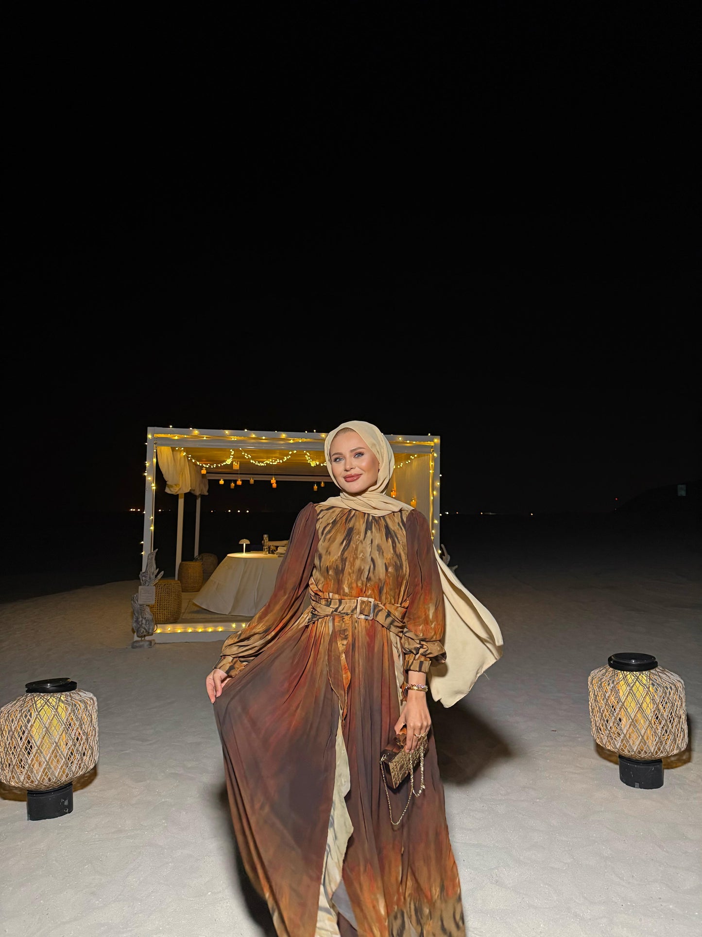 Mocha Mirage Chiffon Maxi Dress