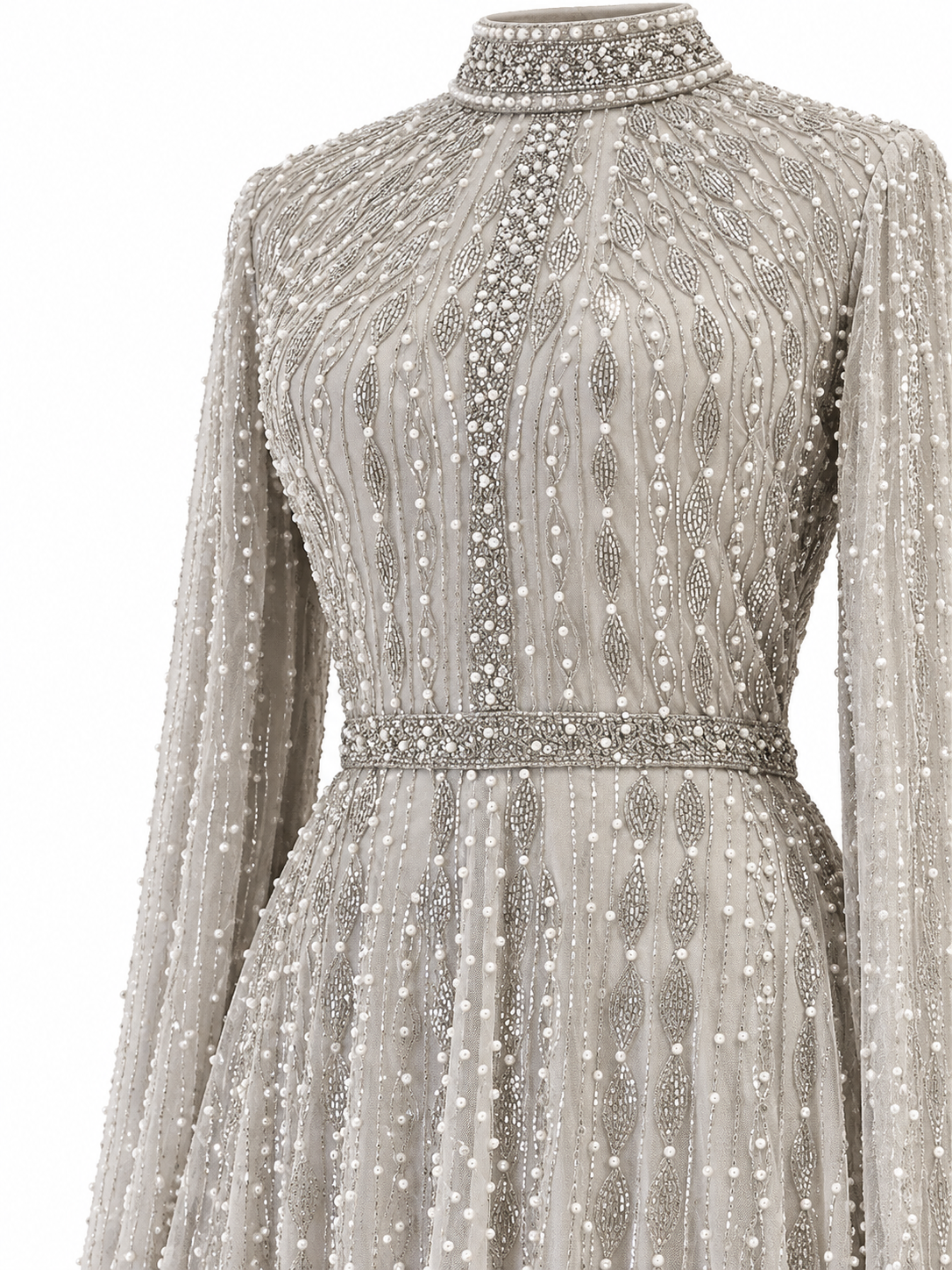 Couture Elarisse Modest Evening Dress - Grey