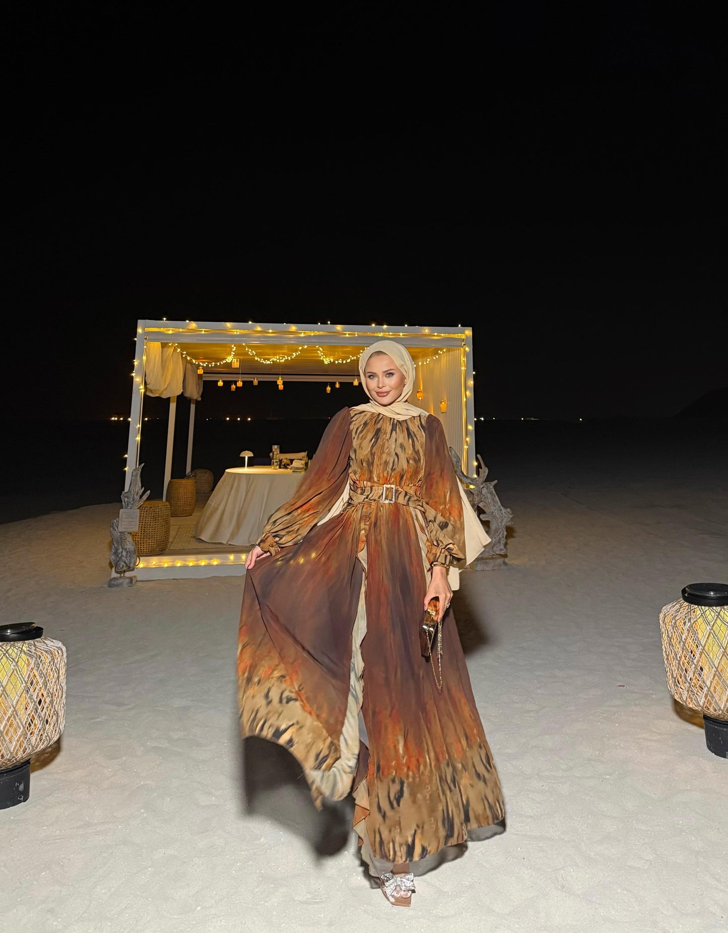 Mocha Mirage Chiffon Maxi Dress
