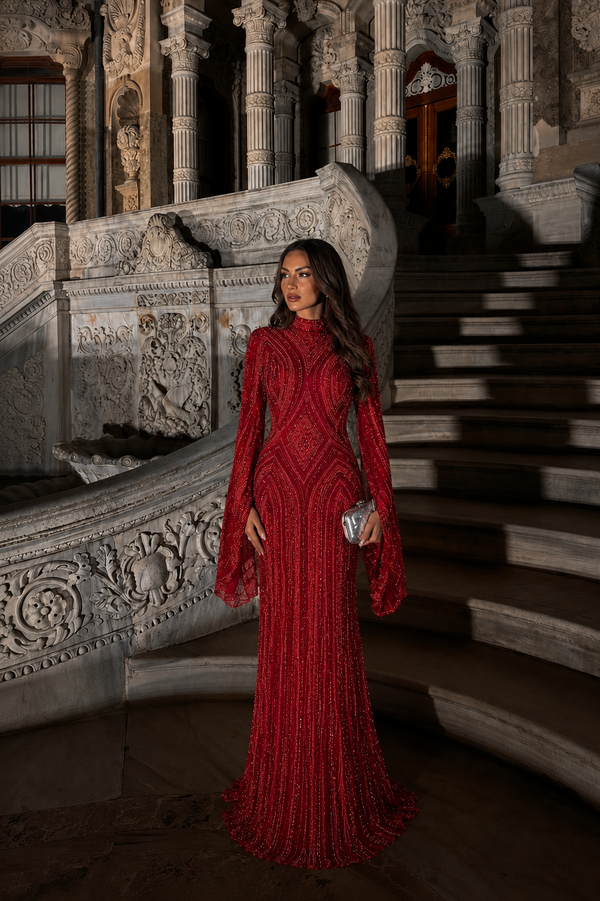Marbella Couture Abiye Elbise - Kırmızı