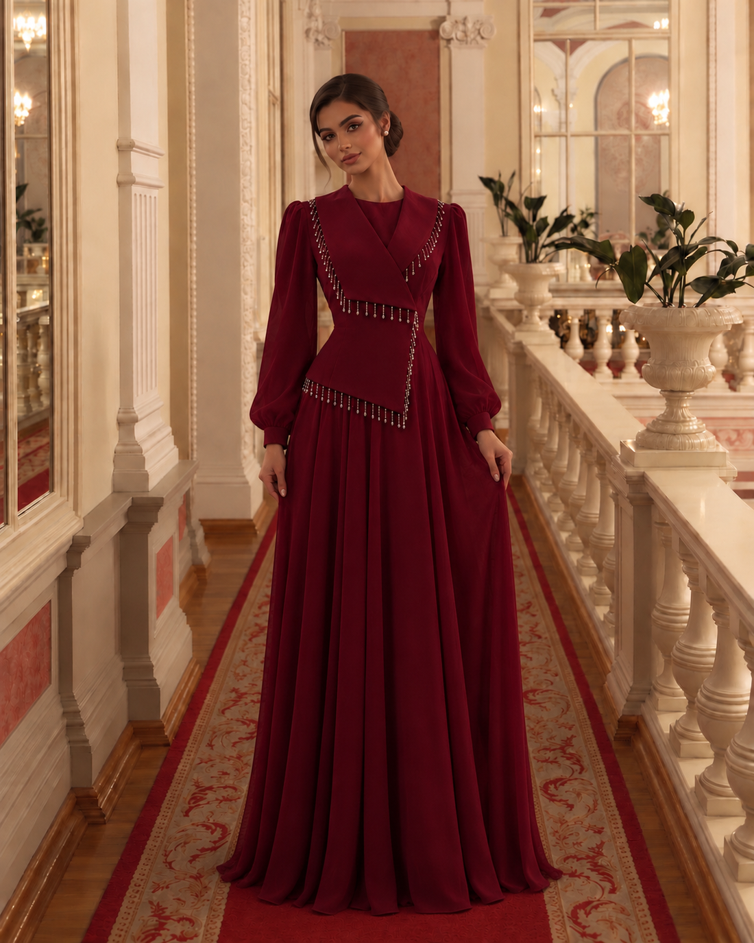 Haneen Dress - Burgundy