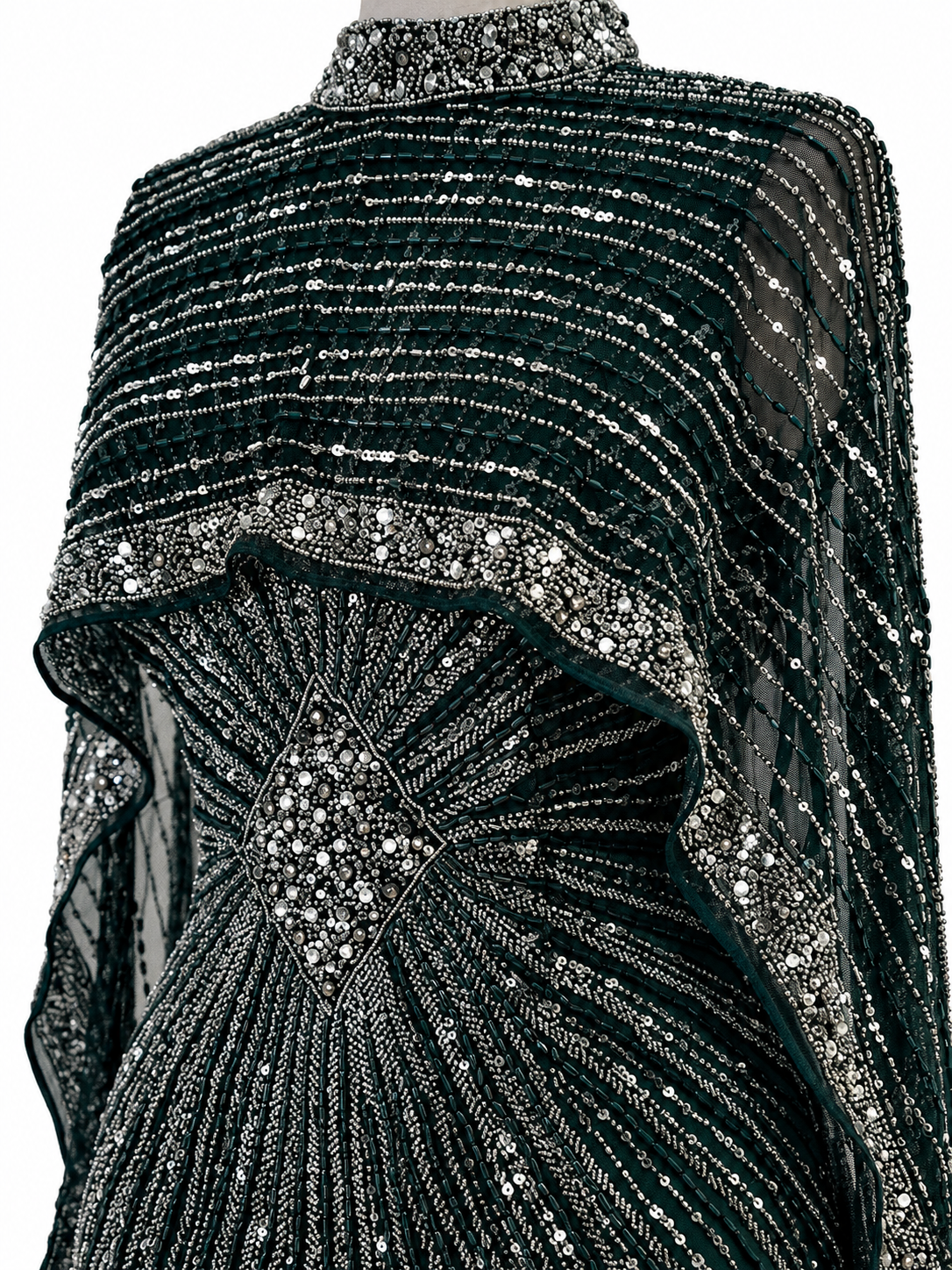 Couture Perla Modest Evening Dress - Green