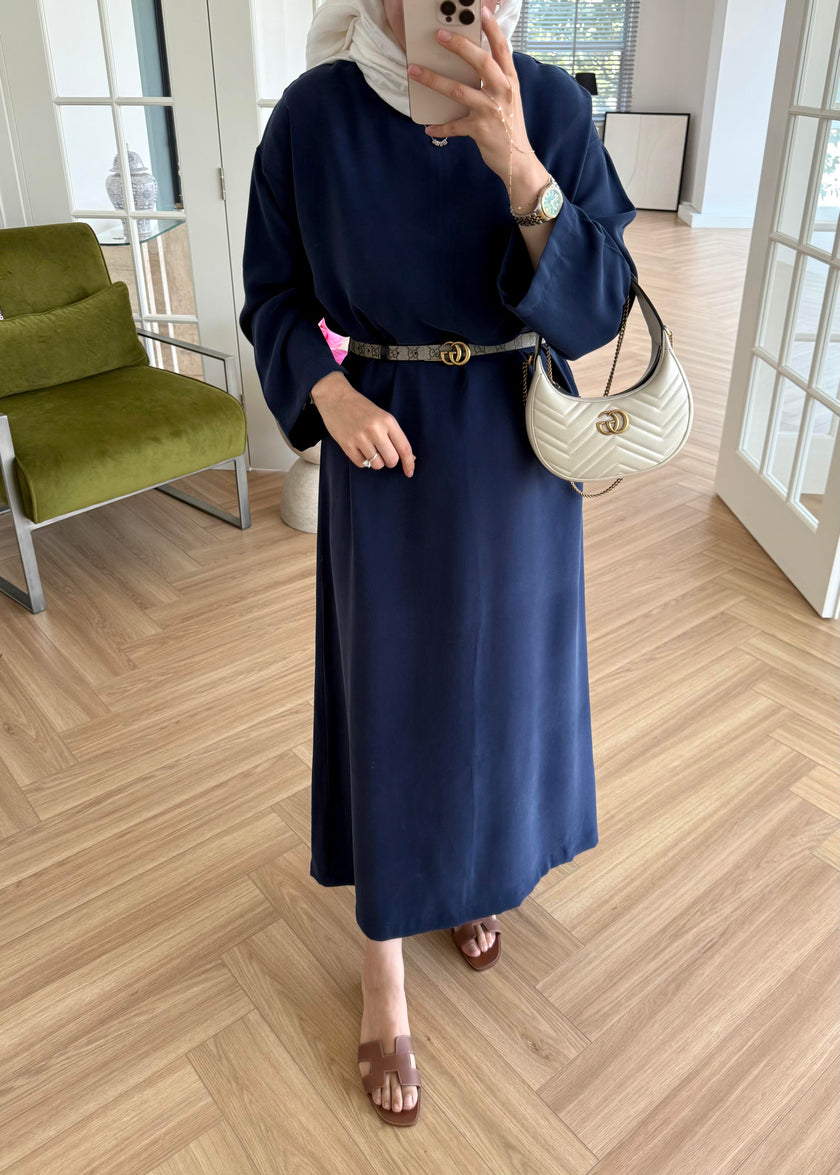 Tencel Basic Maxi Dress - Navy Blue