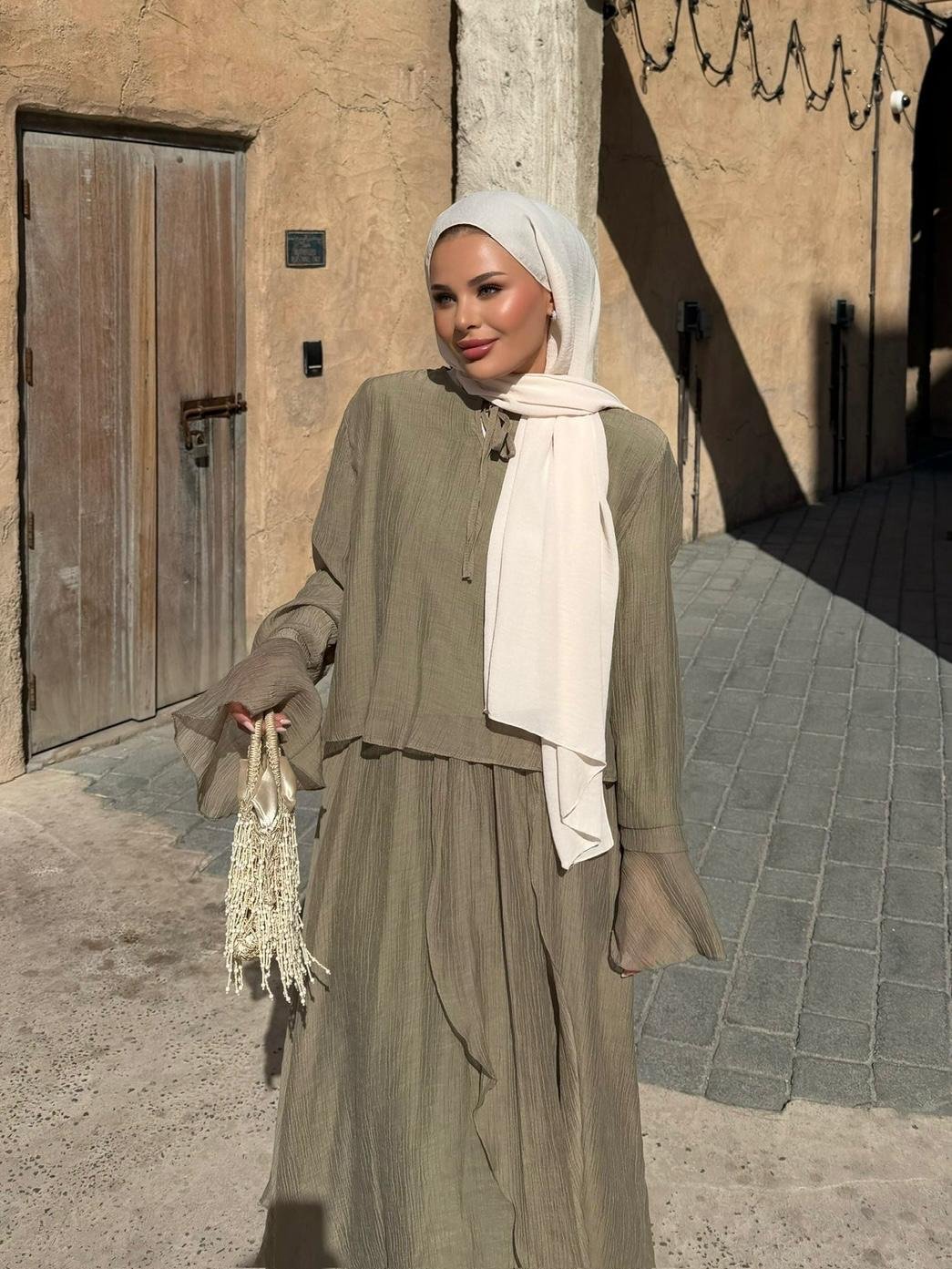 Aurora Flowy Skirt Set – Khaki