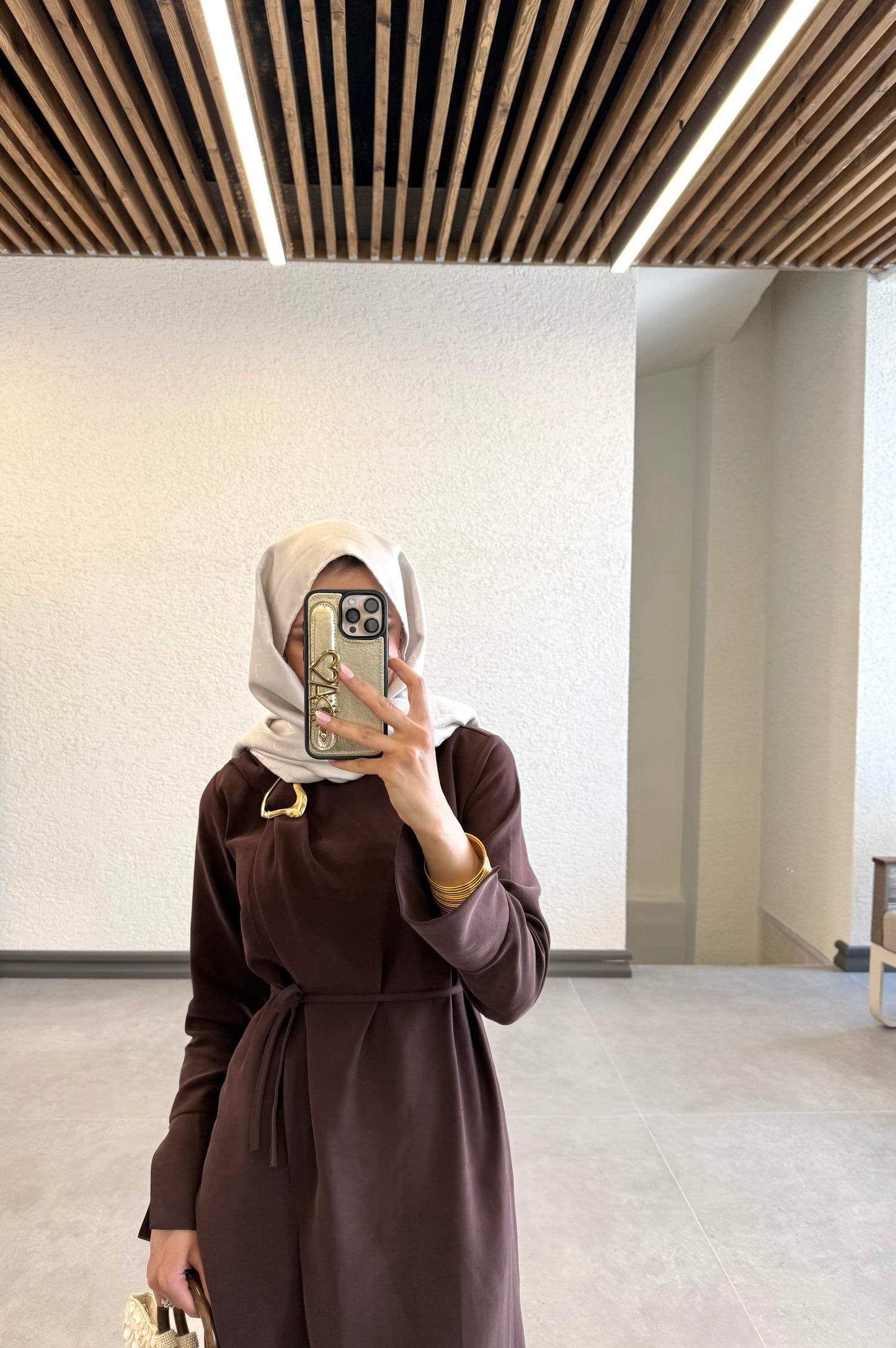 Premium Tencel Buckled Dress - Brown