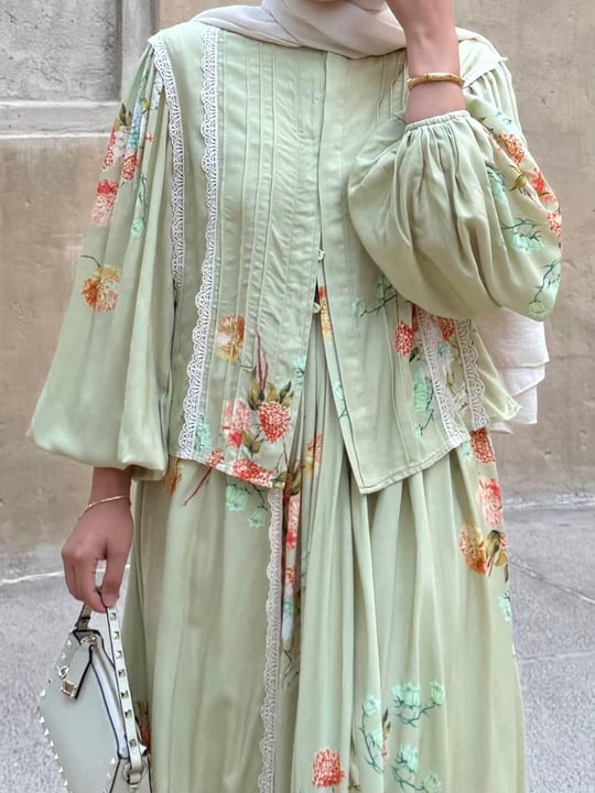 Floral Viscose Shirt and Skirt Sets