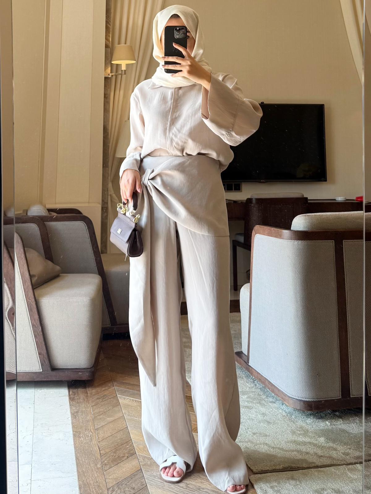 Tie Detail Modal Set - Beige
