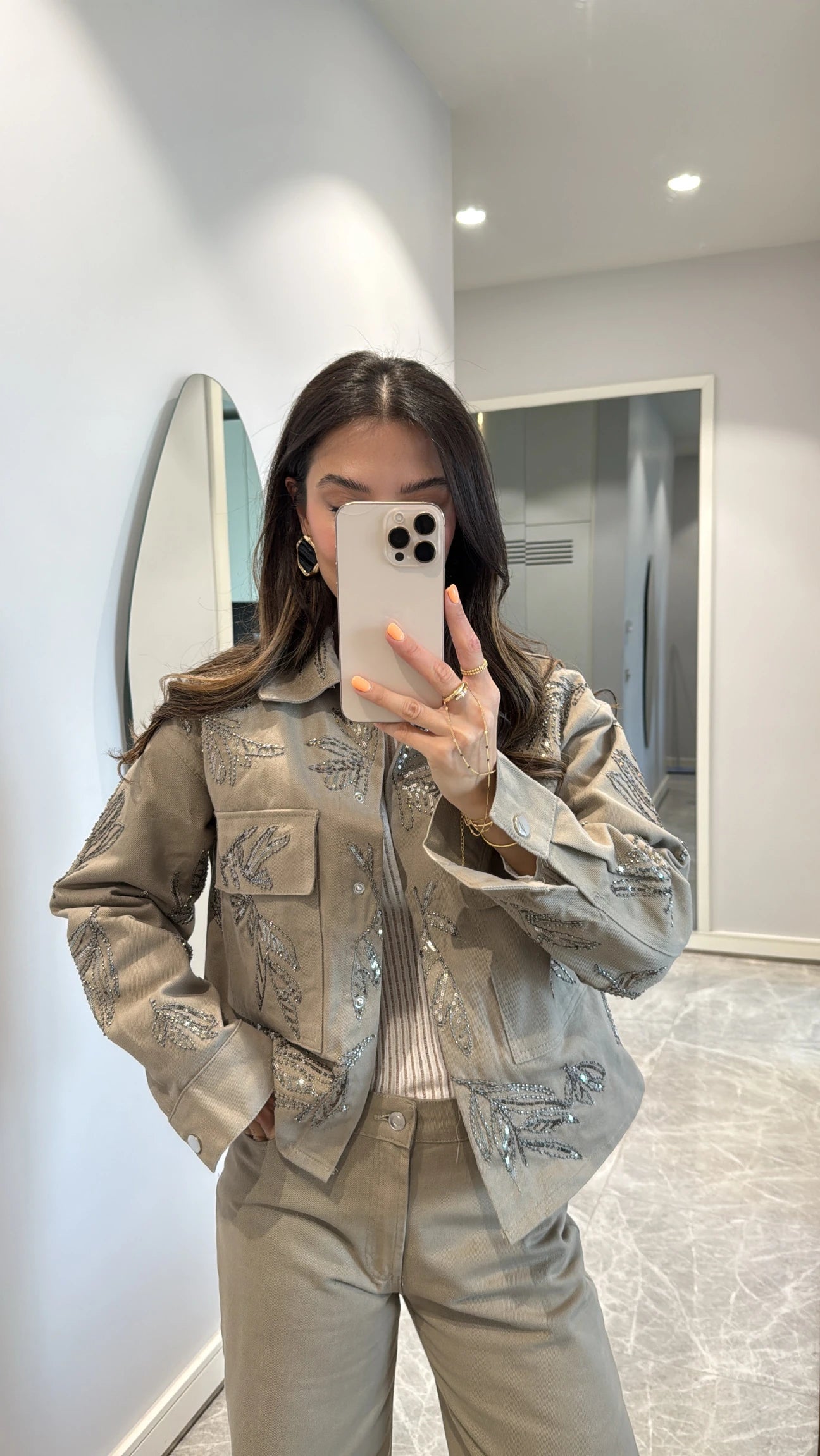 Embroidered Khaki Jacket