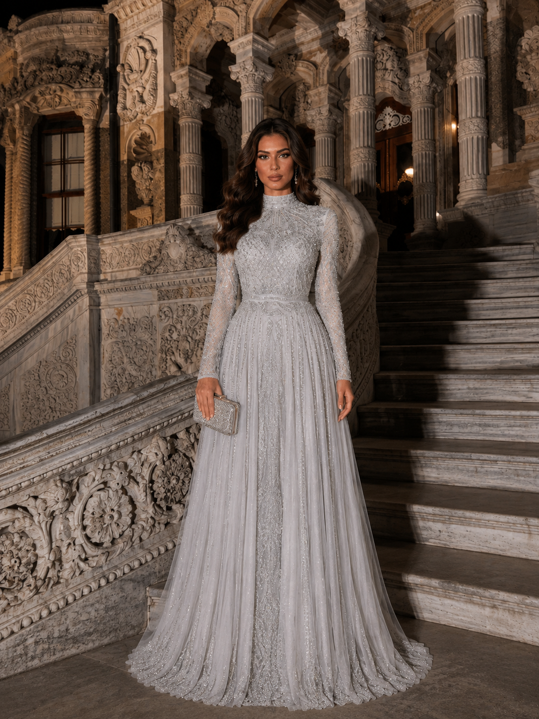 Couture Roxelana Evening Dress - Silver