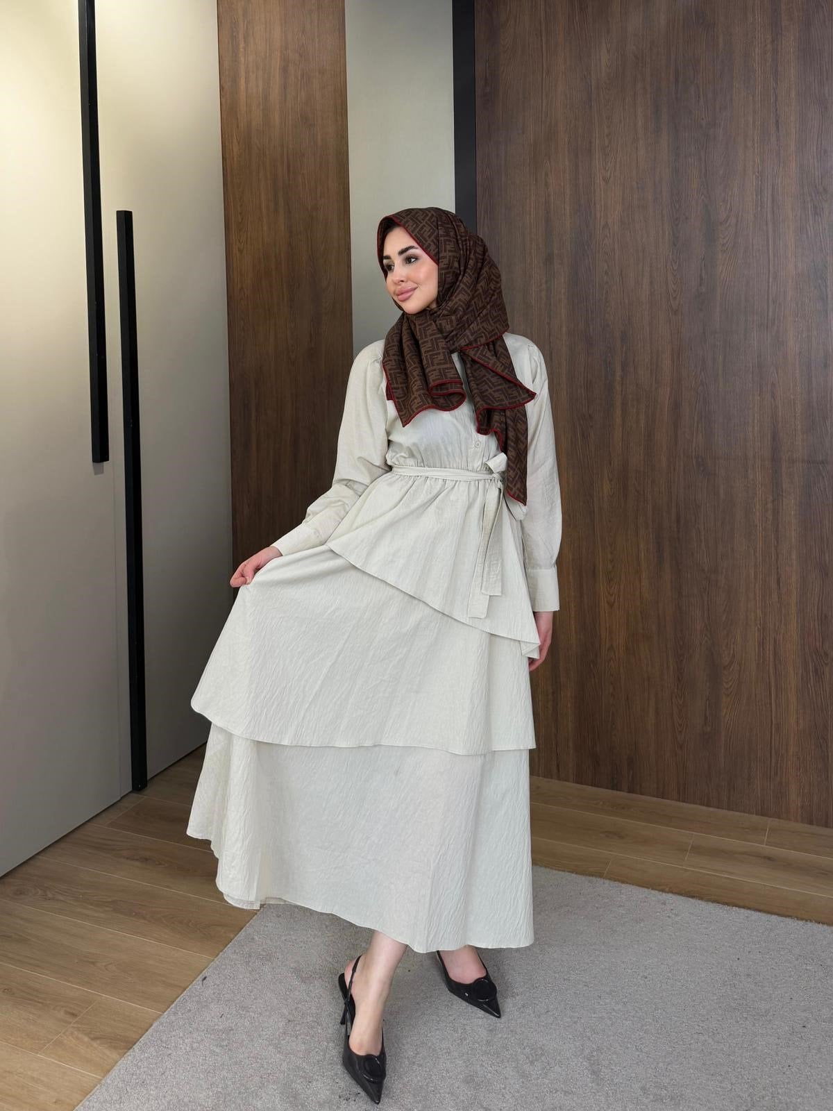 Lucca Layered Cupro Dress – Beige