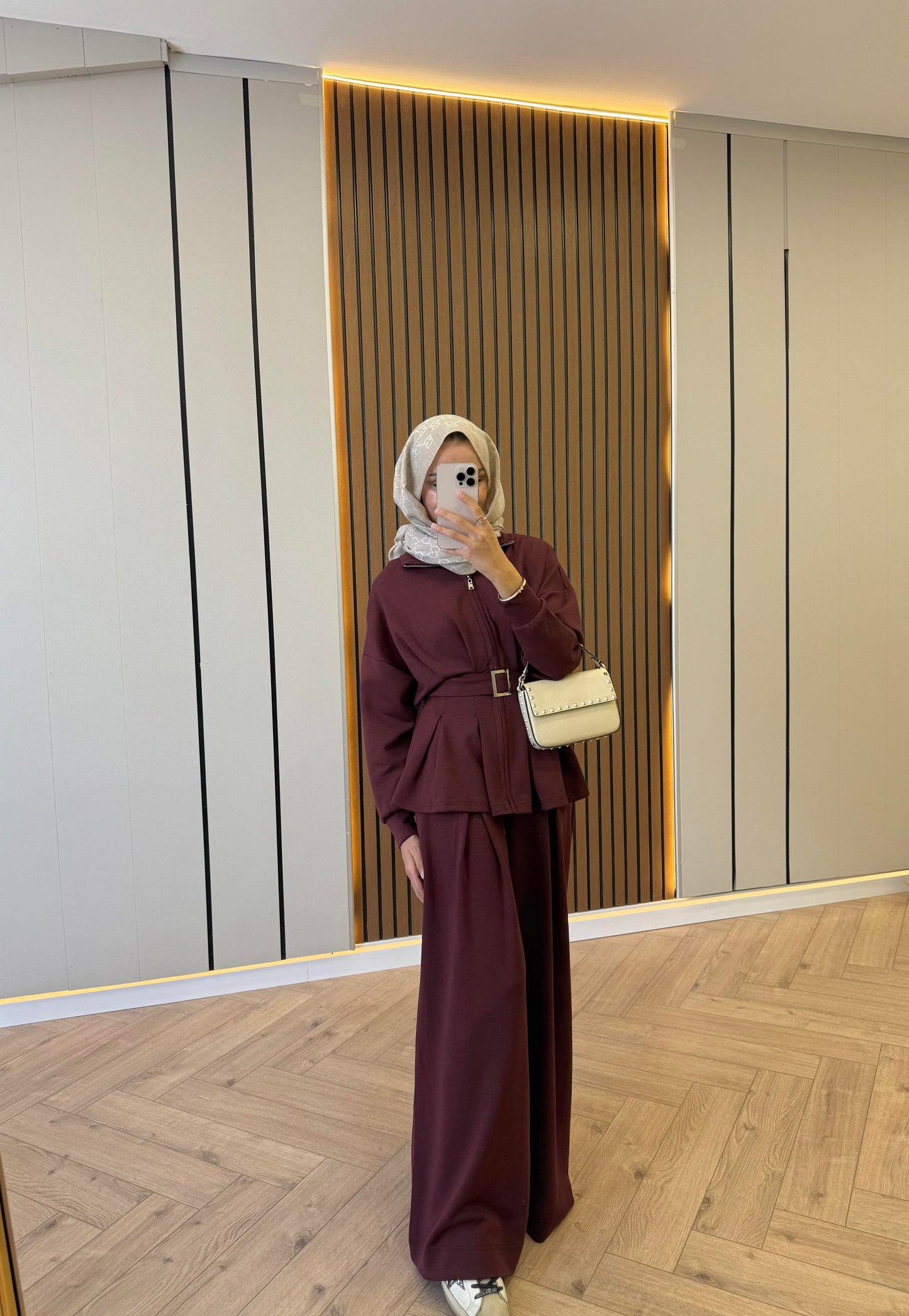 Belted Oysh Set – Burgundy