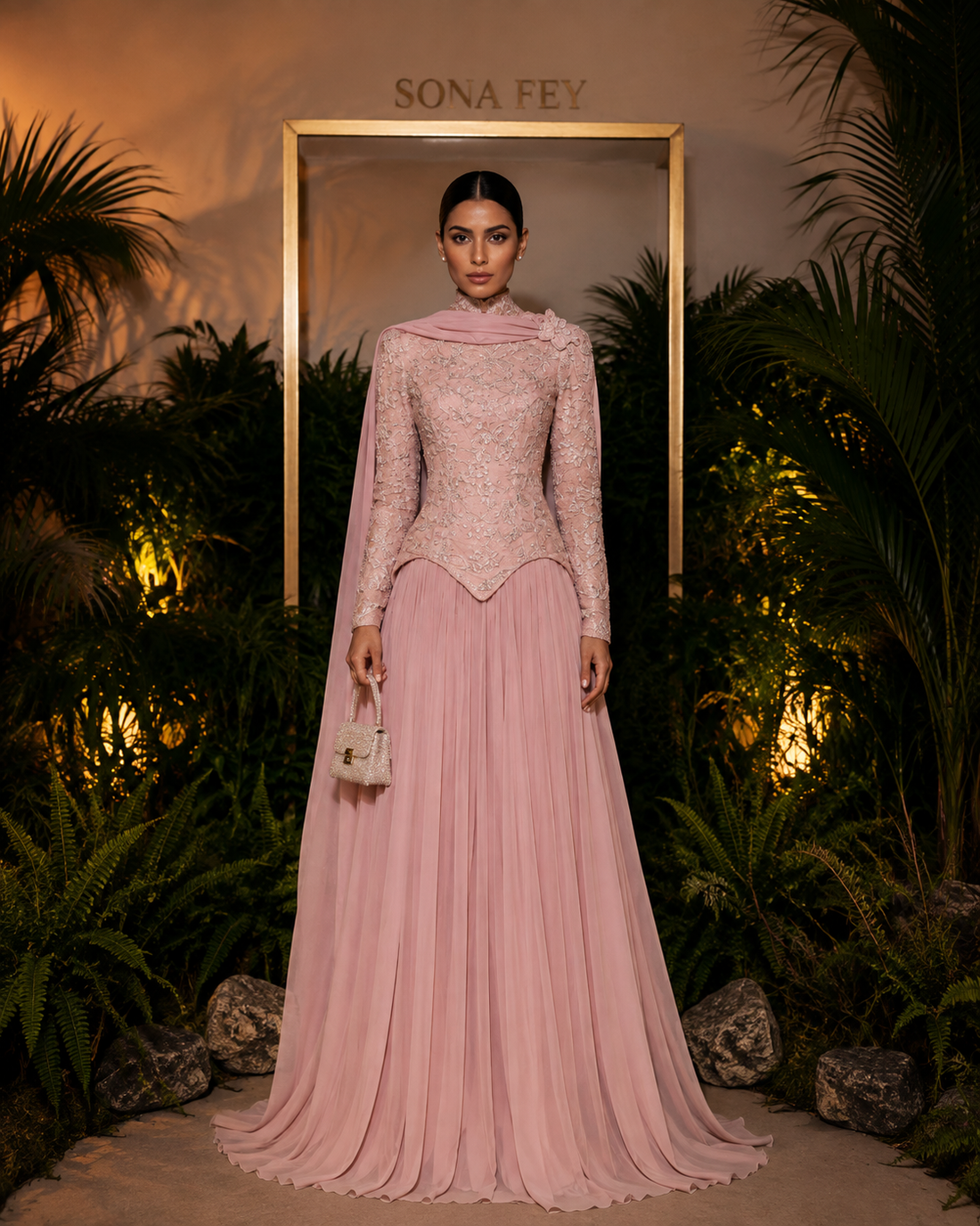 Iris Evening Dress - Blush