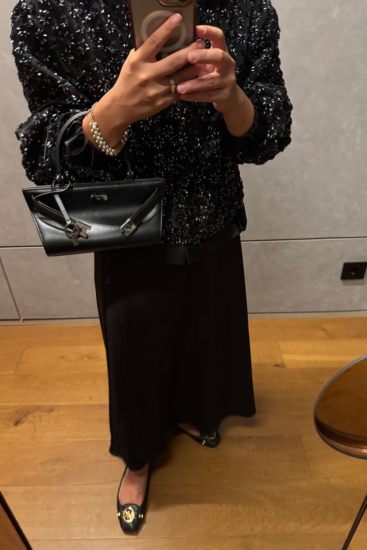 Black Satin Jacket with Sequins