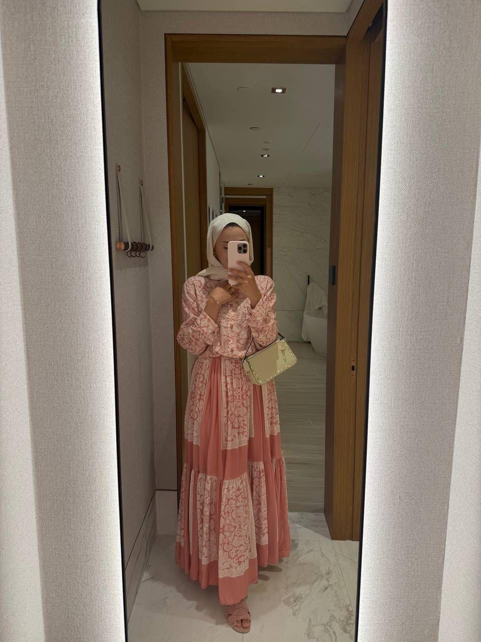 Lightweight Ethnic Shirt and Skirt Co-Ord in Blush Pink