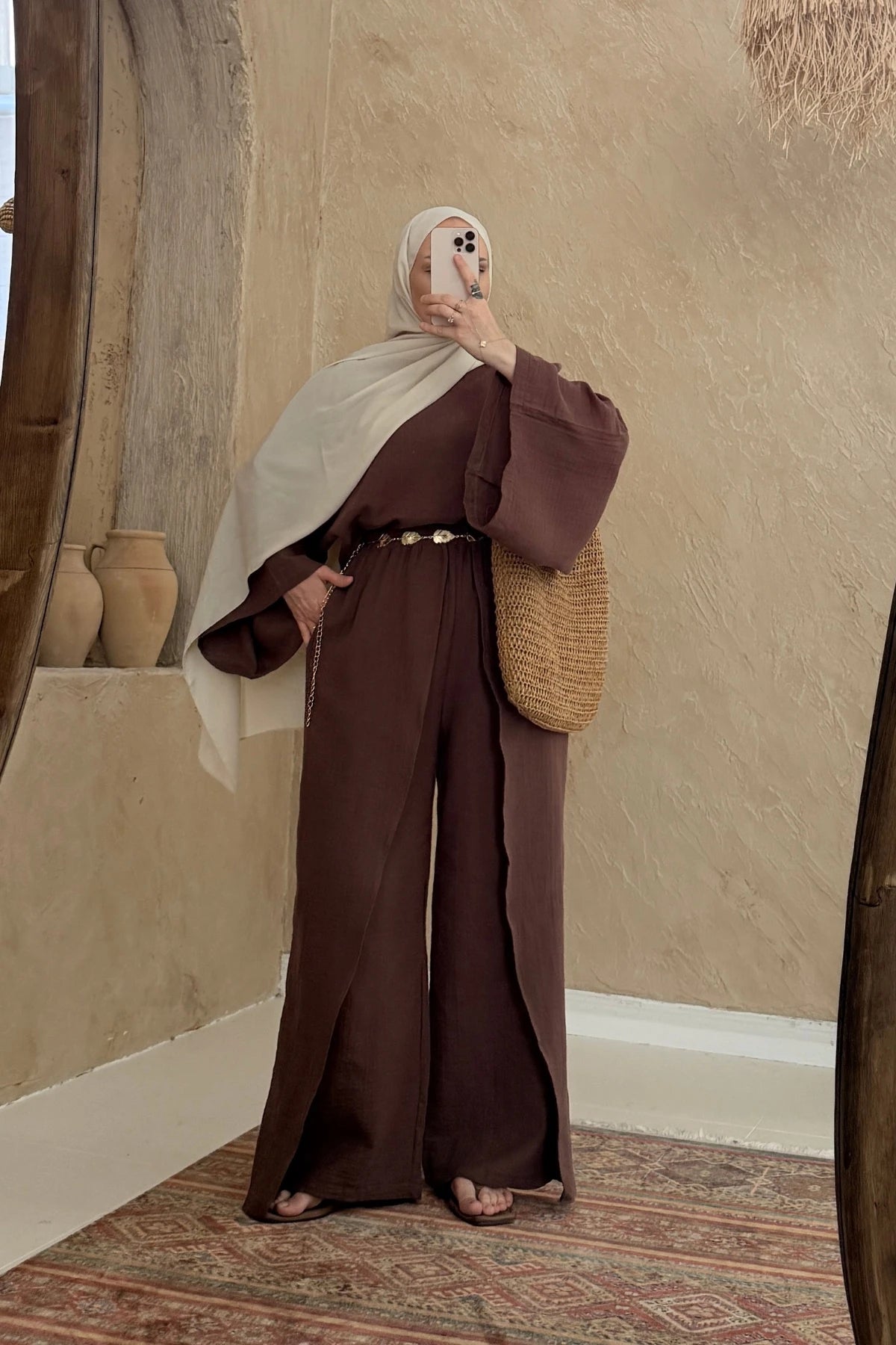 Relaxed Fit Brown Muslin Jumpsuit