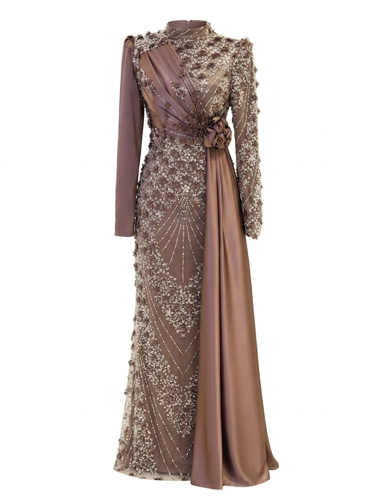 Mimosa Modest Evening Dress - Brown