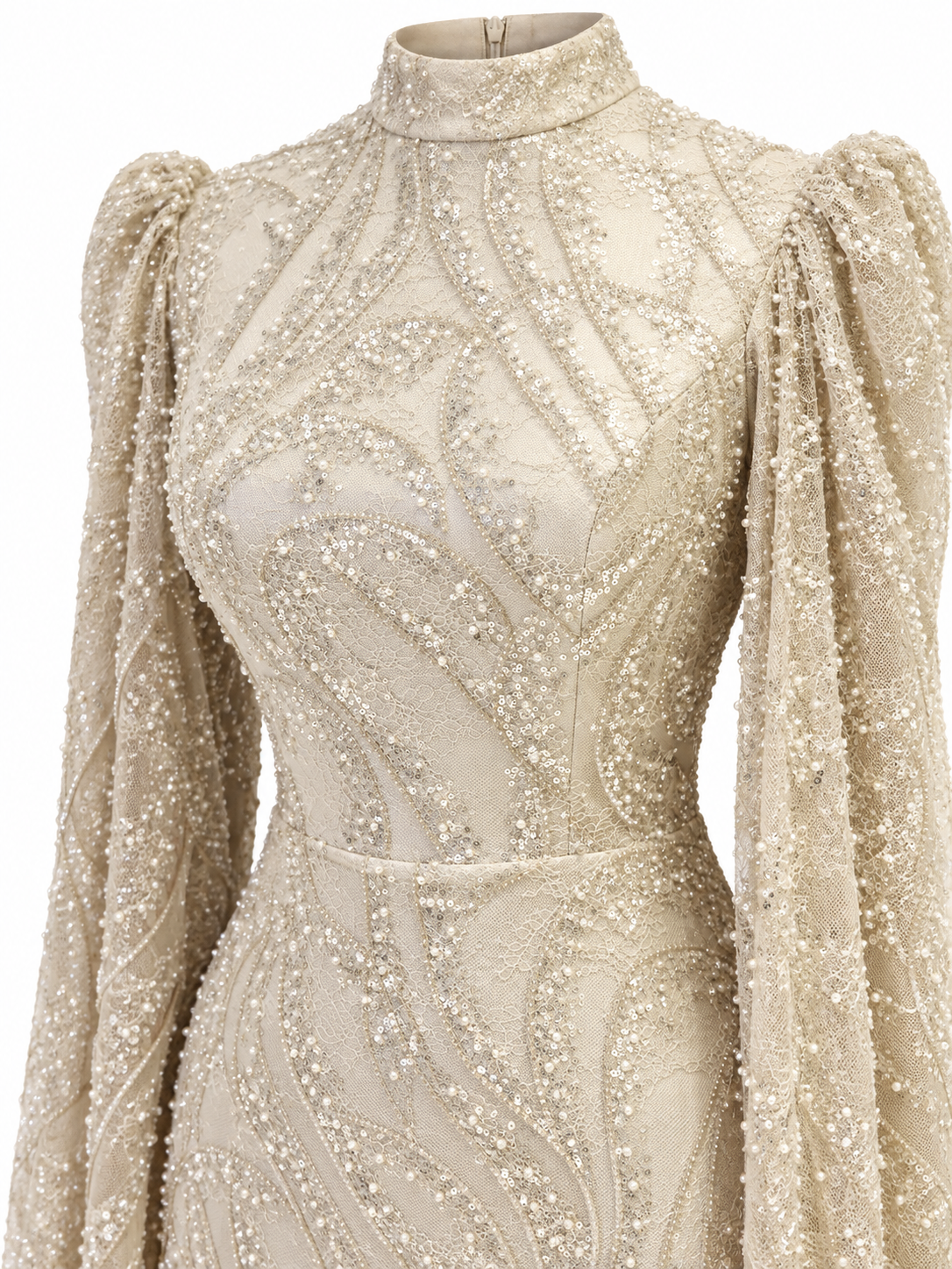 Elysia Modest Evening Dress - Beige