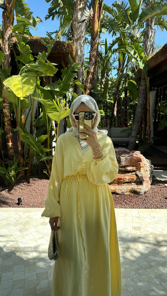 Yellow Lightweight Muslin Maxi Dres