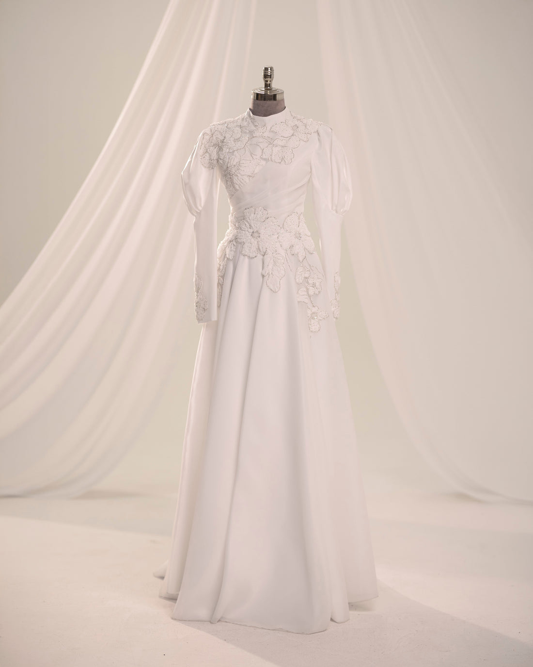 Floral Embellished Modest Evening Dress |