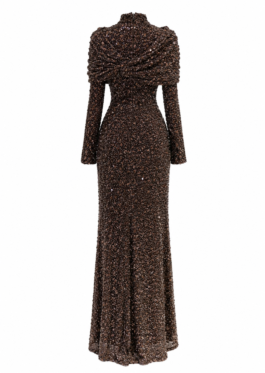 Bella Modest Evening Dress - Brown
