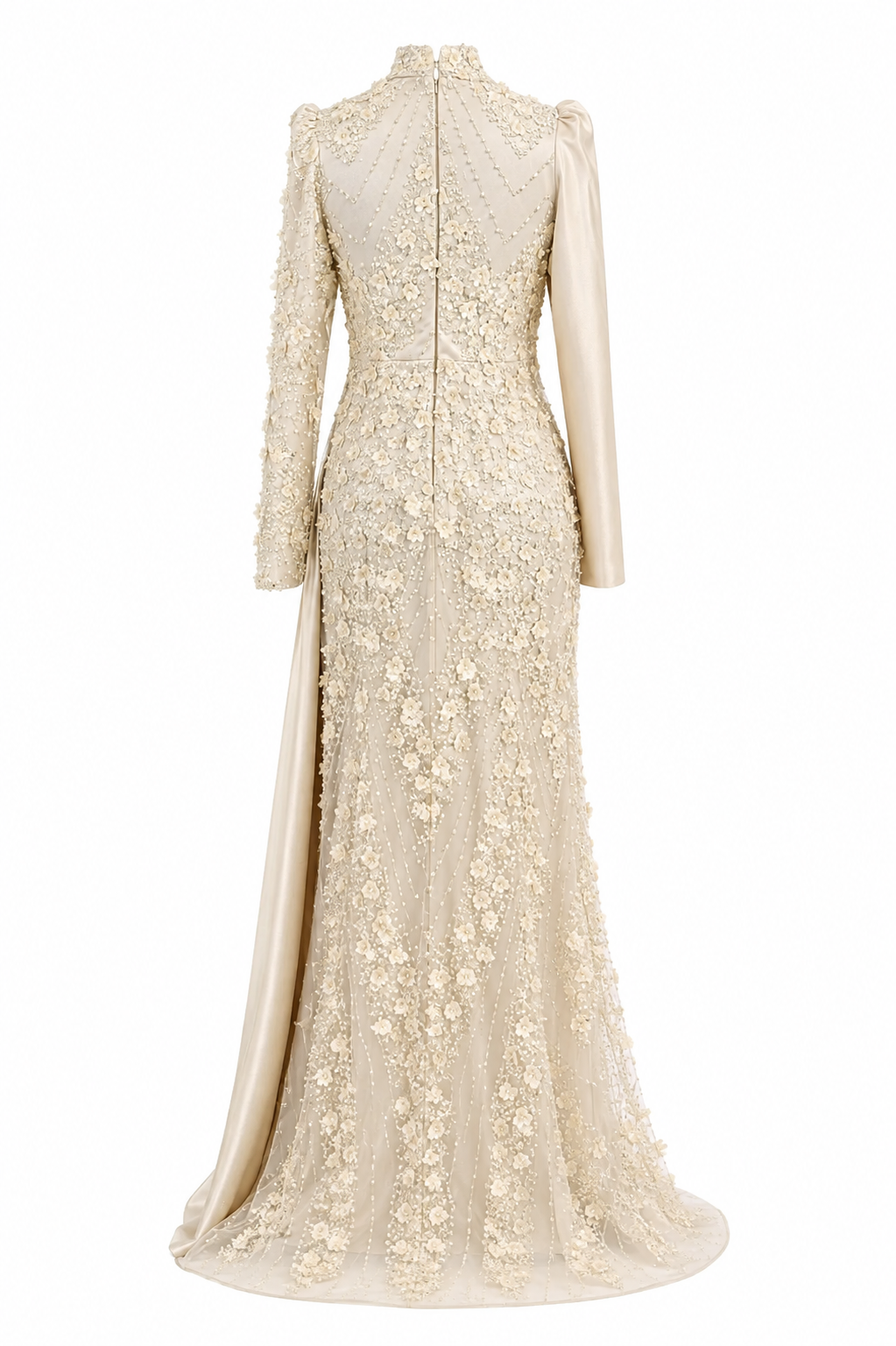 Mimosa Modest Evening Dress - Beige
