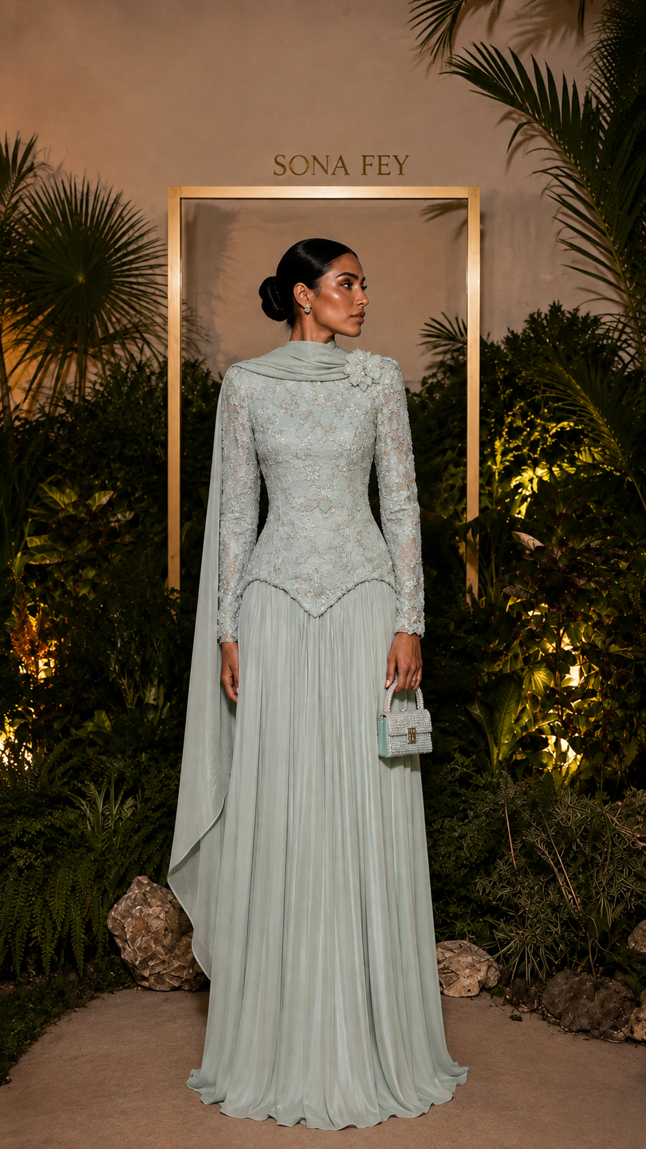 Iris Evening Dress - Mint