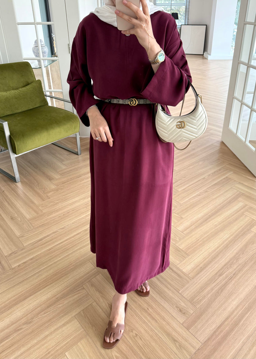 Tencel Basic Maxi Dress - Burgundy