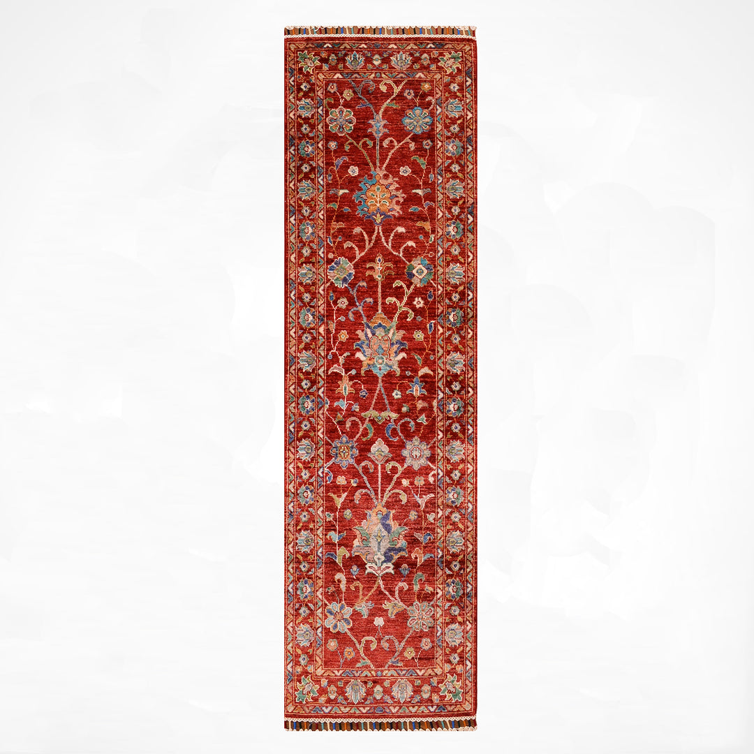 Sultani Binbirgece Yolluk Orjinal El Dokuması Kırmızı Kök Boya Yün Halı 0.59x190 1.12 Metrekare - 3x6 ft
