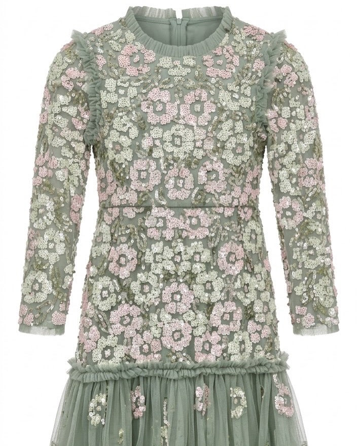 Mini Me Couture Orchid Evening Dress - Khaki