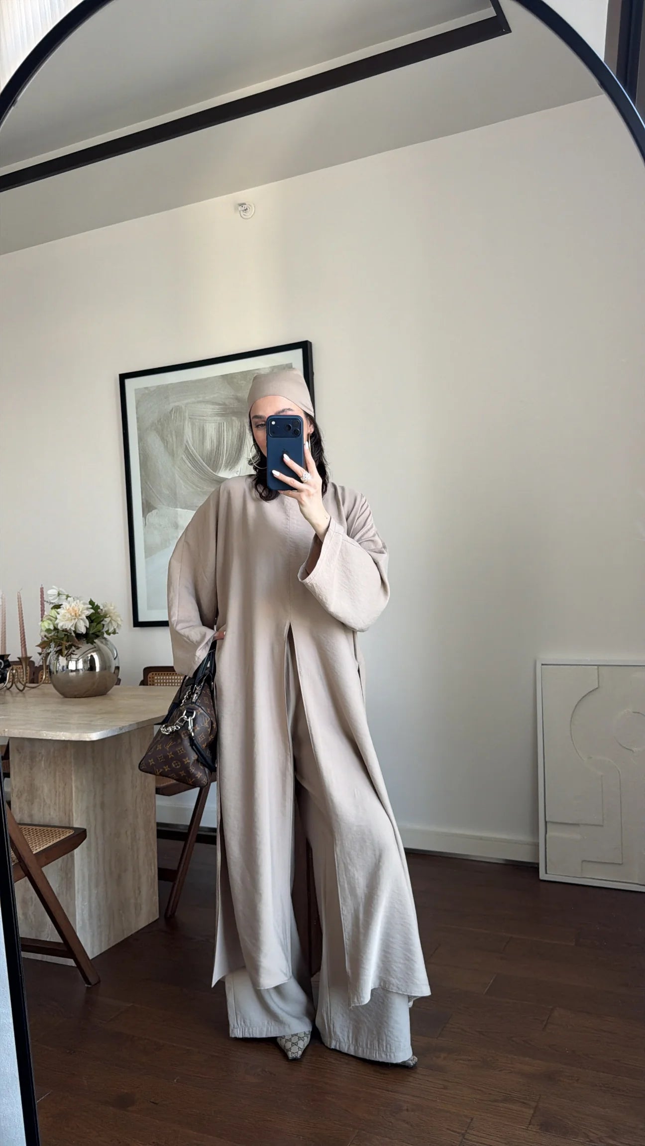 Bandana Detail Three-Piece Co-ord Set- beige