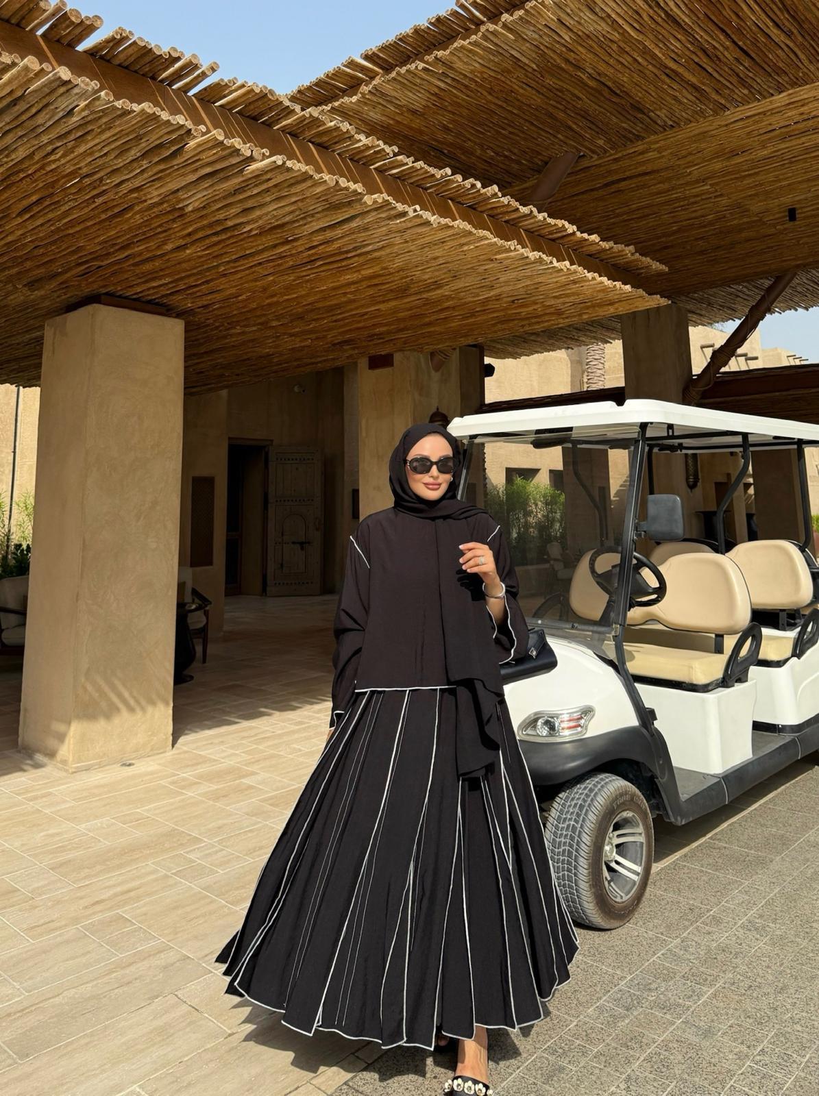 Black Pleated Maxi Skirt and Top Set