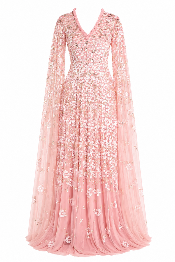 Fiorea Sequin Handwork Party Dress - Pink