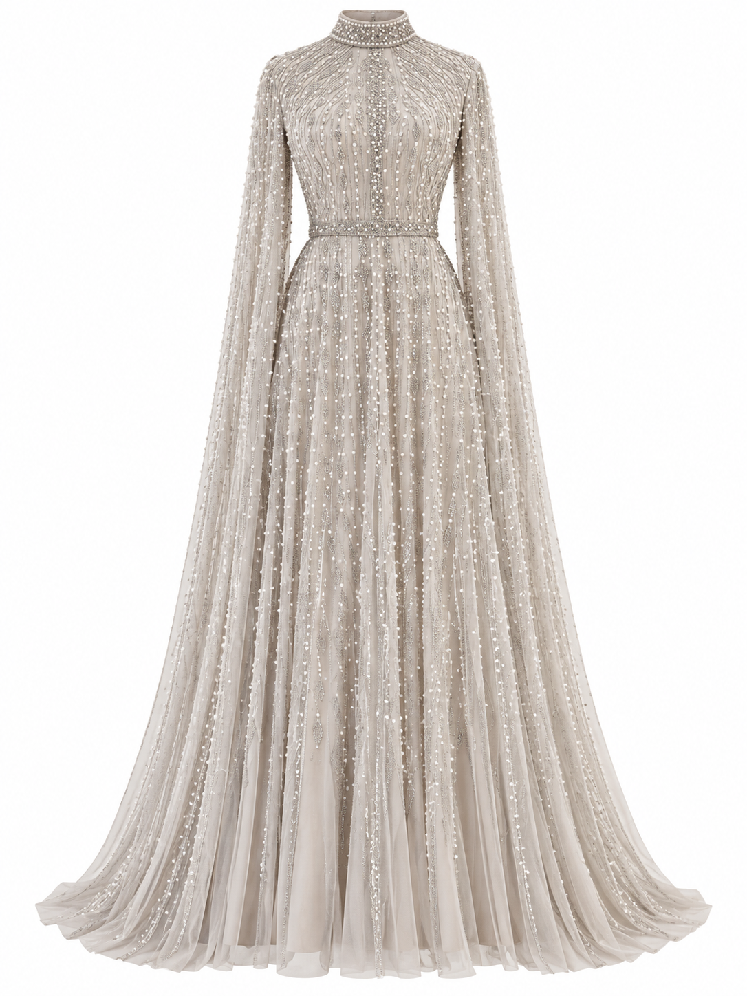 Couture Elarisse Modest Evening Dress - Grey