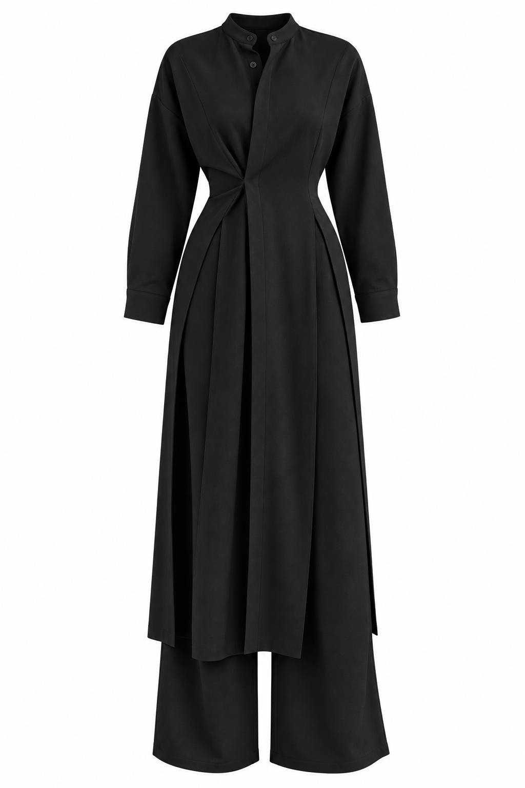 Hazel Belted Trench & Trousers Set - Black