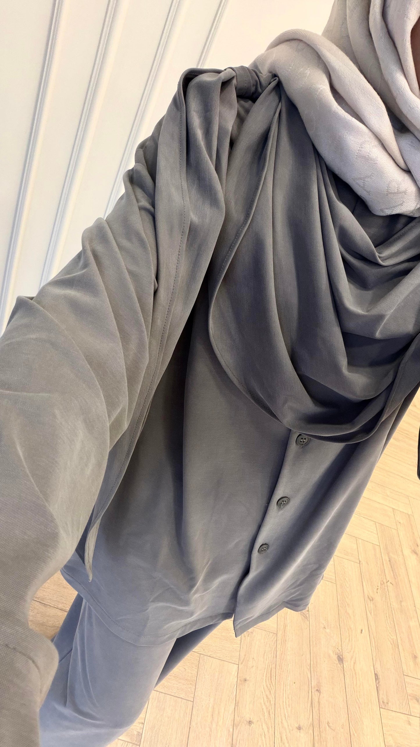 Gray Shawl Collar Tencel Co-Ords