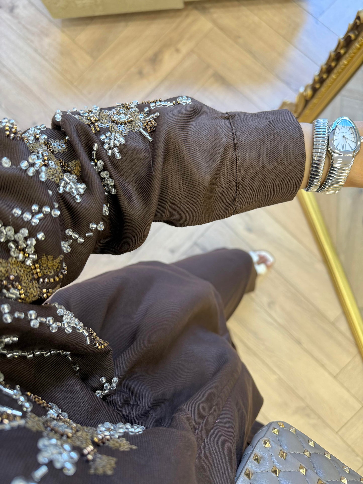 Limited Edition Tencel Set with Bead Embroidery- Brown