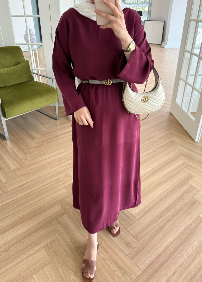 Tencel Basic Maxi Dress - Burgundy