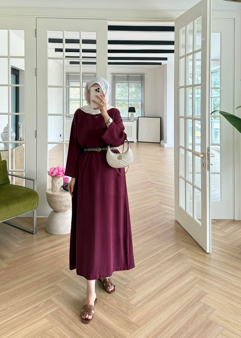 Tencel Basic Maxi Dress - Burgundy