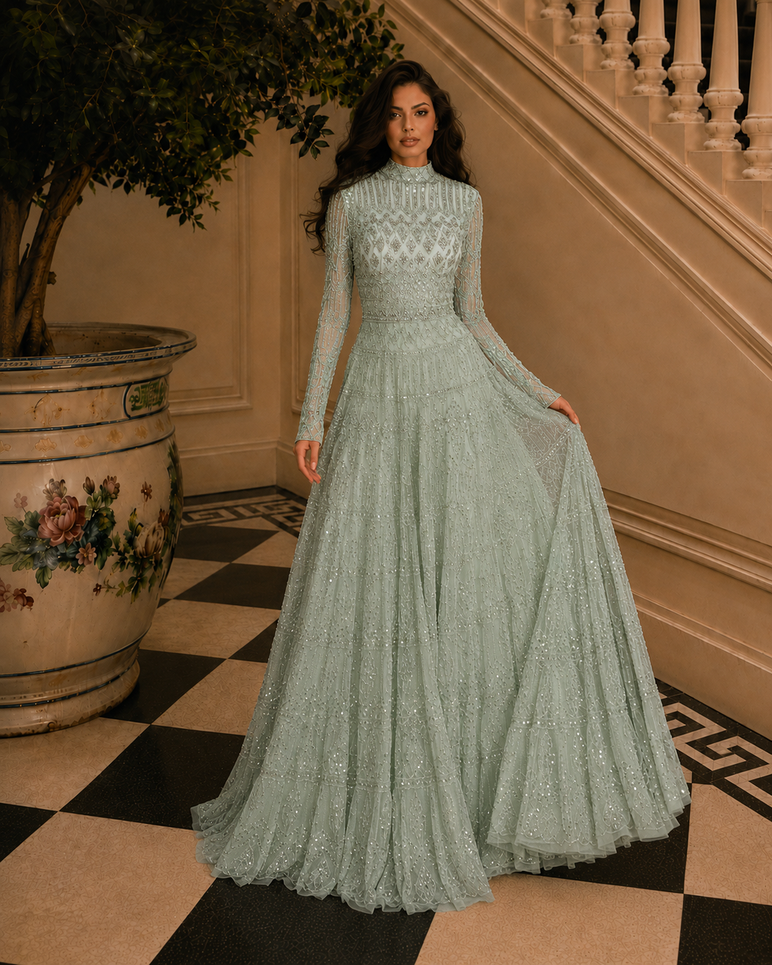 Couture Reem Abiye Elbise - Yeşil