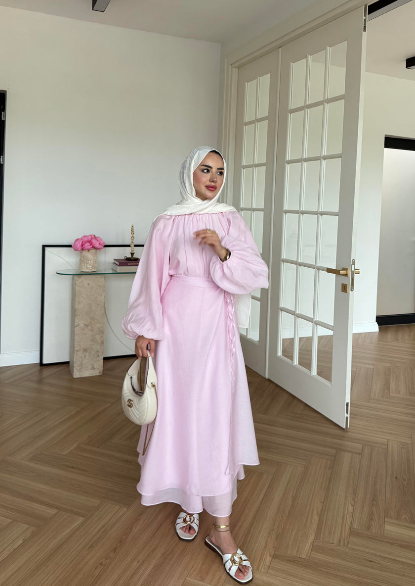 Soft Candy Tie-Front Skirt & Puff Sleeve Blouse Set