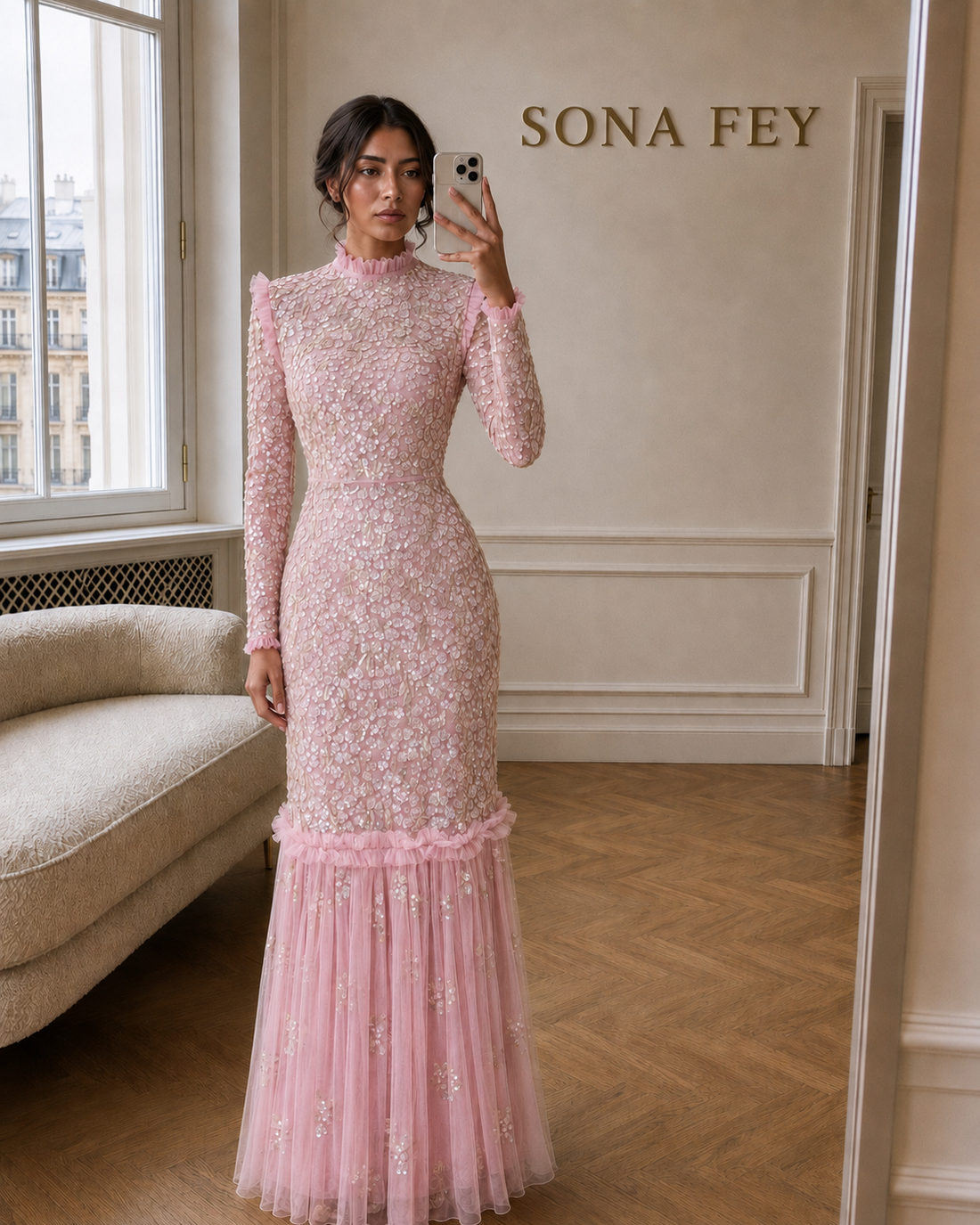 Couture Lilly Evening Dress - Blush