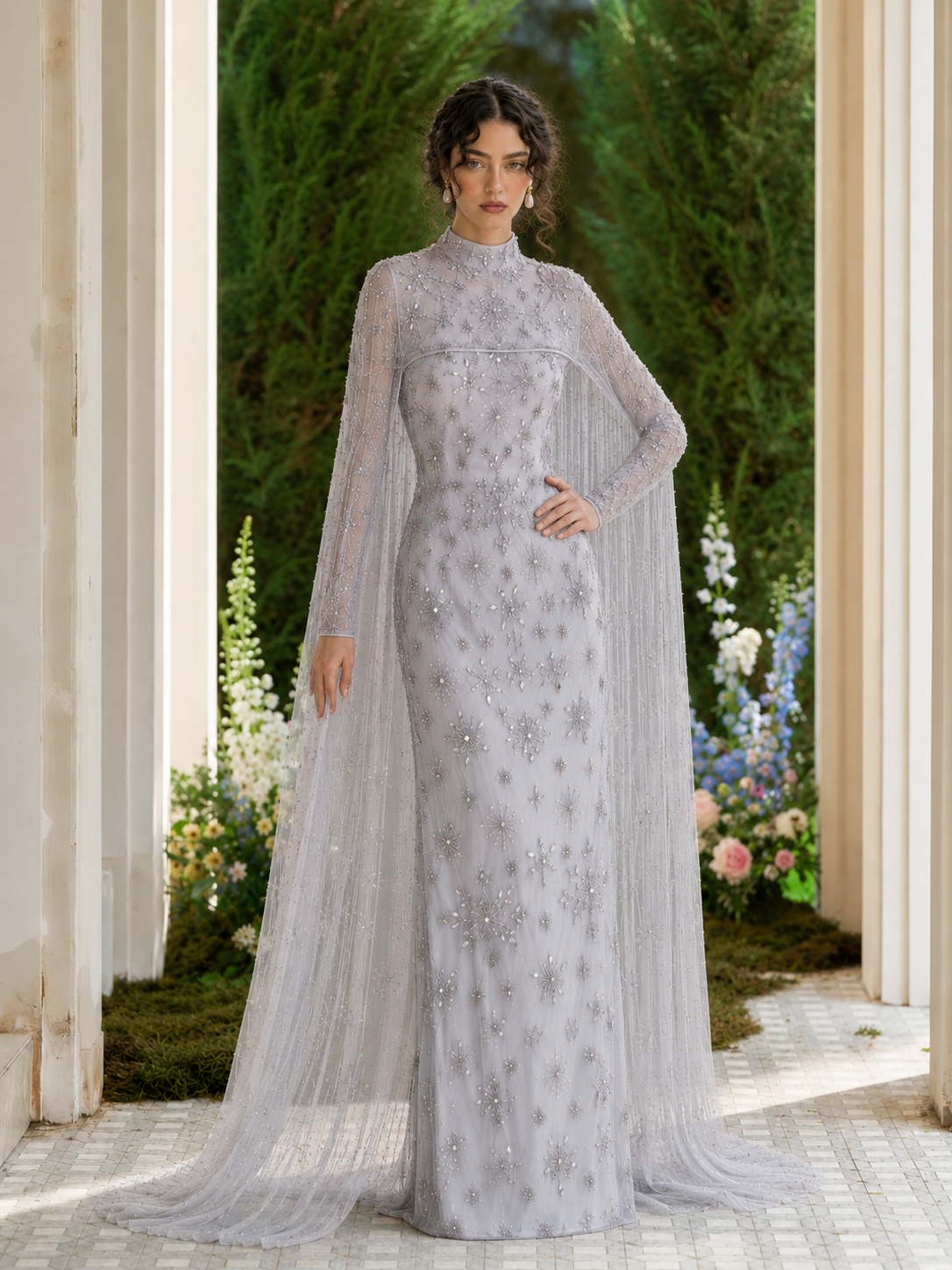 Celestia Couture Evening Dress - Grey