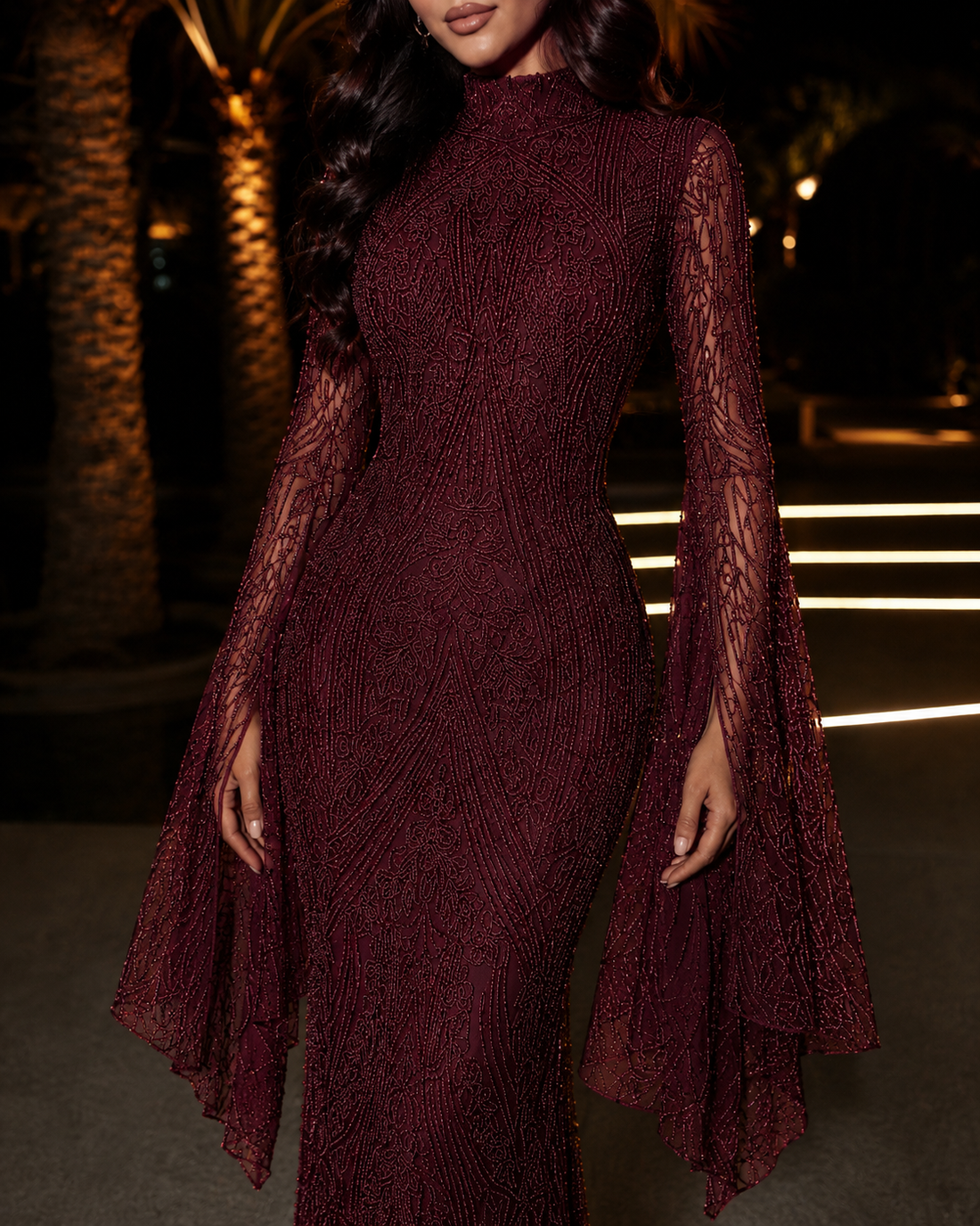Calypso Couture Evening Dress - Burgundy