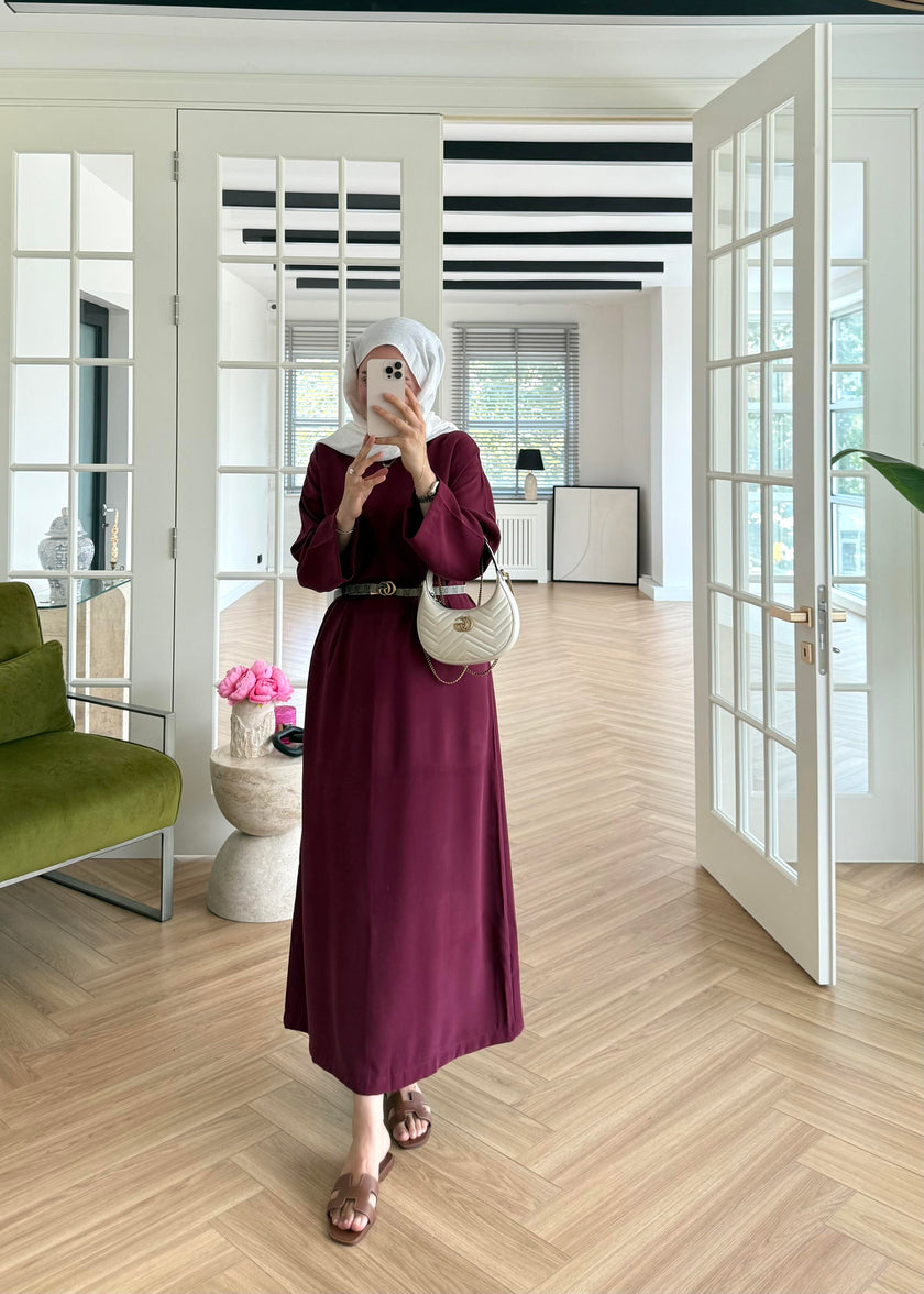 Tencel Basic Maxi Dress - Burgundy