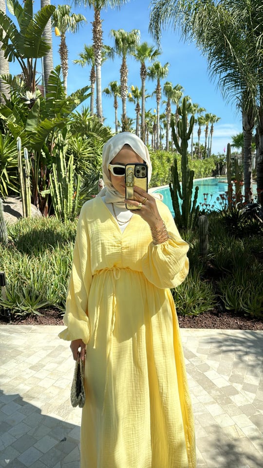 Yellow Lightweight Muslin Maxi Dres
