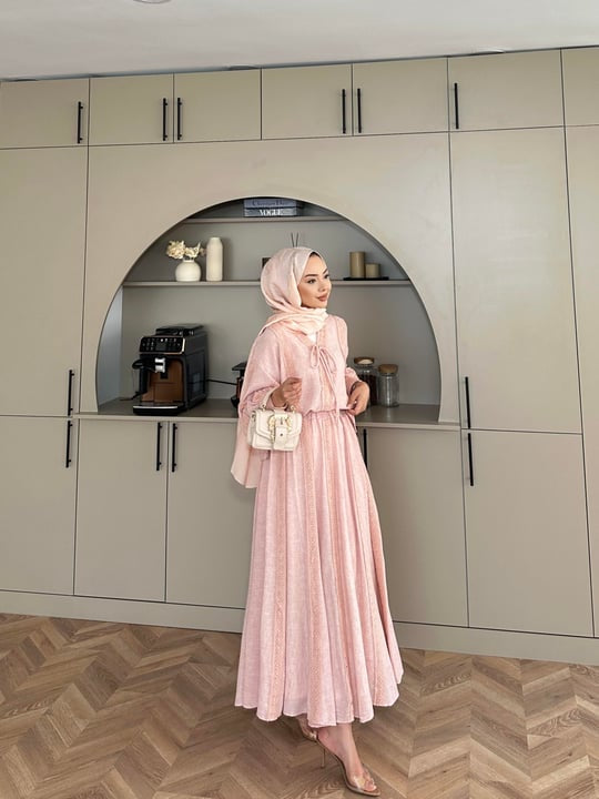 Pink Linen Co-Ord Set with Lace Trim