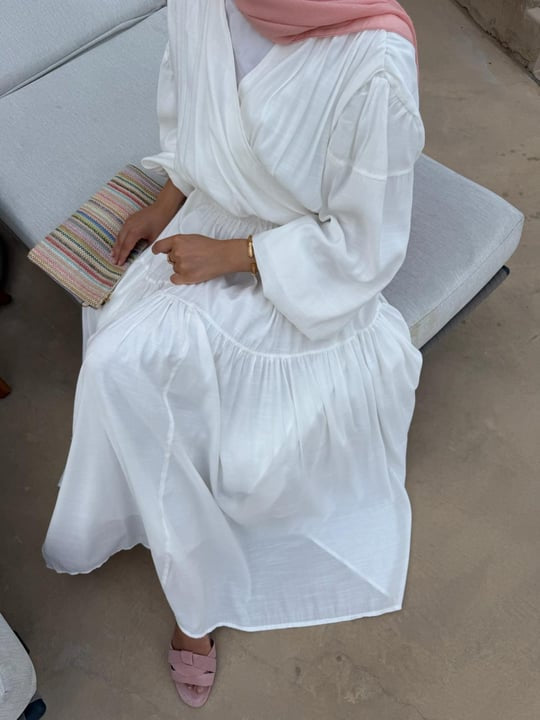 Casual Wrap Dress - Ecru