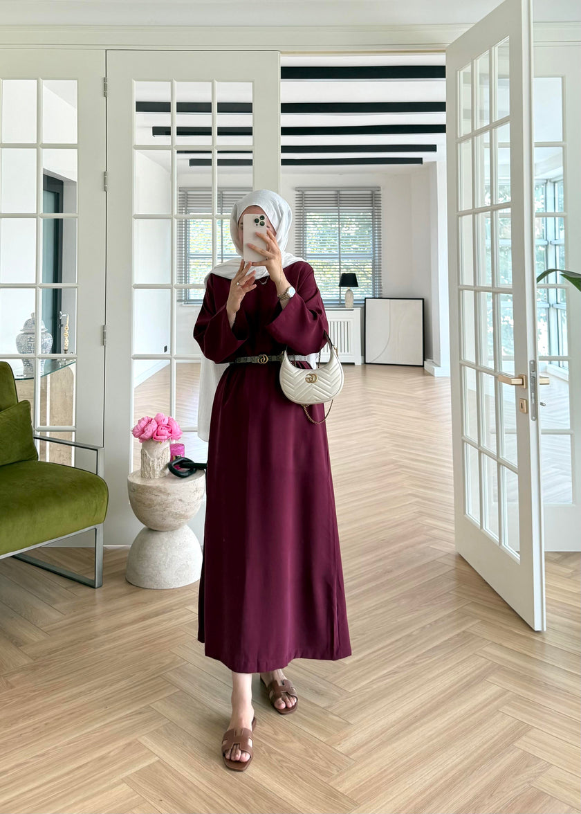 Tencel Basic Maxi Dress - Burgundy